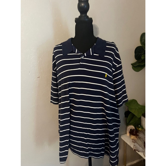 Men's Polo Ralph Lauren XXL Blue Striped Polo Shirt - Picture 1 of 5